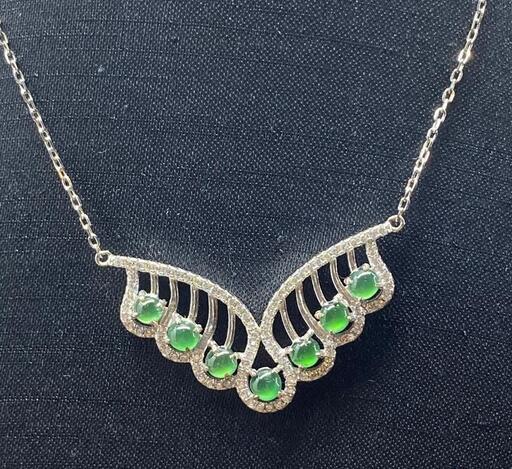 福袋 ネックレス 天然本翡翠 氷ヒスイA貨 緑色 シルバー ジリコン 本物保証