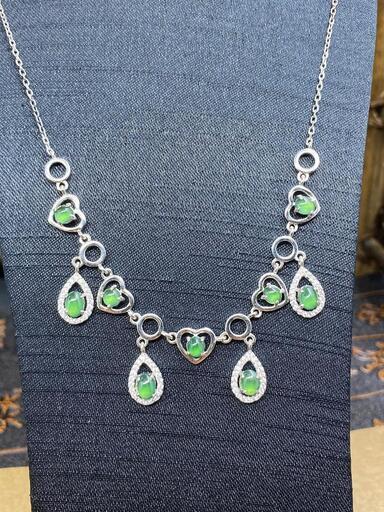 福袋 ネックレス 天然本翡翠 氷ヒスイ A貨 緑色 シルバー ジリコン 本物保証