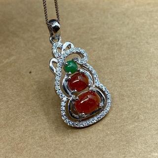 ネックレス ピアス 3点セット フリーサイズ 本翡翠 ヒスイA貨 赤