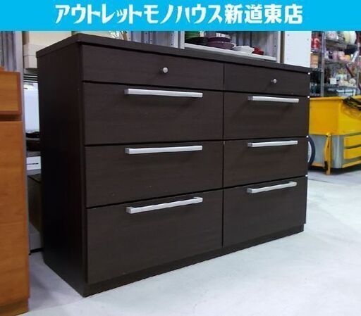 ♢3段チェスト 幅120cm 整理箪笥 6個引出し ダークブラウン 濃い茶 タンス 収納家具 キャビネット 棚 札幌市東区 新道東店