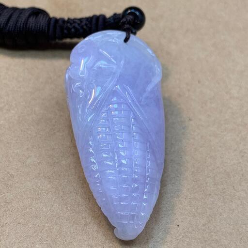 福袋 ネックレス トウモロコシ 天然本翡翠 氷ヒスイ A貨物 ラベンダー色 鑑別書有