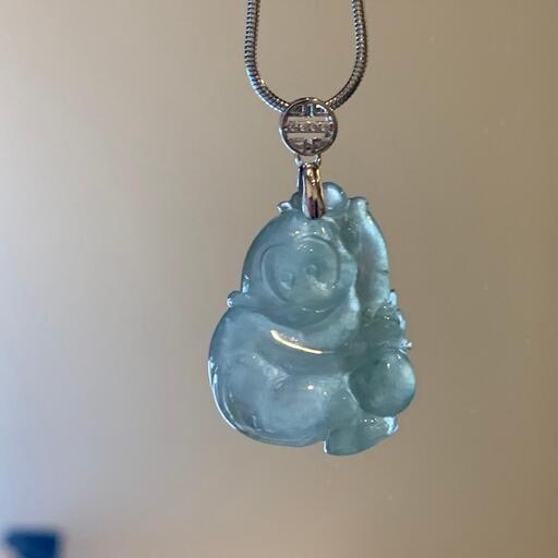 福袋 ネックレス 猿 本翡翠 氷ヒスイ A貨 緑色 誕生日プレゼント 申年 鑑別書有