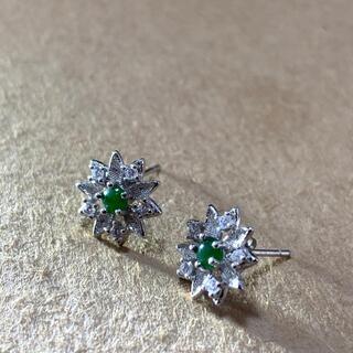 ピアス ミャンマー産 天然本翡翠 氷ヒスイ A貨 鑑別書有 緑 グレーン 2022072203の画像