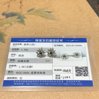 ピアス ミャンマー産 天然本翡翠 氷ヒスイ A貨 鑑別書有 緑 グレーン 2022072203の画像