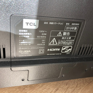 【美品】TCL テレビ  32型 2018製の画像