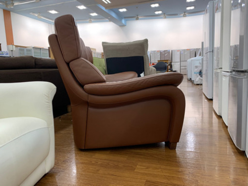 【価格見直し】karimoku　2人掛けレザーソファ ブラウン　【トレファク所沢店】