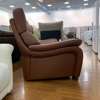 価格見直し】karimoku 2人掛けレザーソファ ブラウン 【トレファク所沢店】