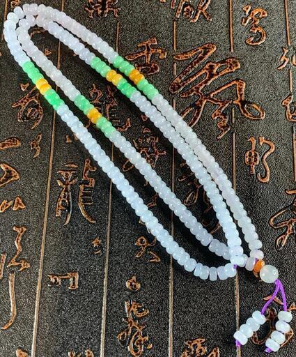 ネックレス 数珠 本翡翠 氷ヒスイ ラベンダー色 ツヤツヤ 誕生日プレゼント 2022072114