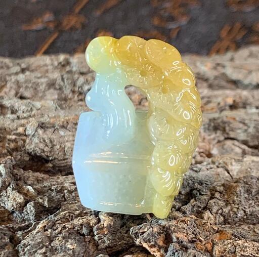 福袋 置物 かわいい 本翡翠 ヒスイ A貨 高級黄色 ツヤツヤ 誕生日プレゼント