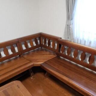 【現地決済】美品ダイニングテーブルセット+収納付きベンチ椅子　SETの画像