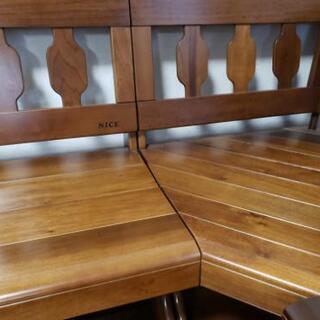 【現地決済】美品ダイニングテーブルセット+収納付きベンチ椅子　SETの画像