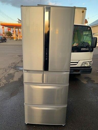 【苫小牧バナナ】2014年製 HITACHI/日立 517L 冷蔵庫 フレンチドア R-F520E 真空チルド シルバー系 家族向け 清掃済み