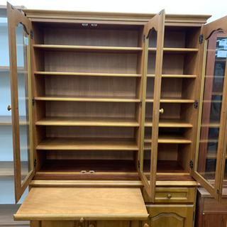 価格見直し】karimoku 3枚扉食器棚 ブラウン 【トレファク所沢店】