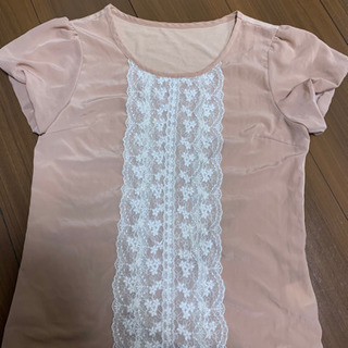 ブラウス　半袖　レース　ピンク　洋服　レディース