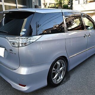 車検取り立て2年付 トヨタ エスティマ ハイブリッド G 7人乗り AHR20W 車高調 19インチホイール ピレリ ETC ドラレコ 後席フリップダウン ファミリーカー ミニバン ライトパープルマイカ TOYOTAの画像