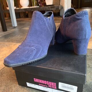サイドゴアスリッポンブーツ　ネイビー　Ｌ（24.0-24.5ｃｍ）の画像