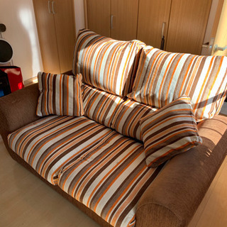 ストライプ　ソファー　三人がけ　値下げ　日曜日引取の画像