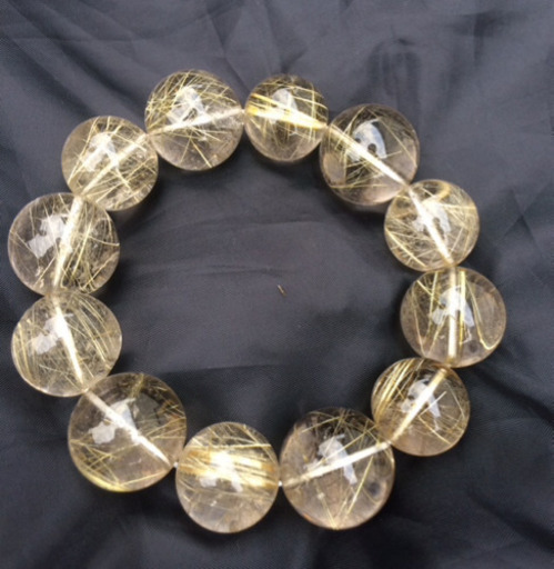 購入価格30万◾️金針水晶数珠　ルチルクォーツ20ミリブレスレット　金運 パワーストーン　天然石  サイズ ■約：【重さ】 130 ｇ 12石使用