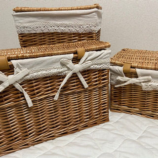 フタ付き収納バスケット6つセットの画像