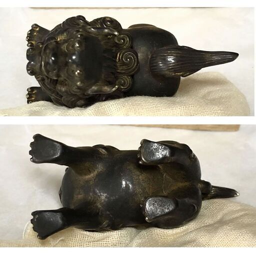高岡銅器 香炉 | 獅子 煮色 | 銅 | 喜泉堂 e372 銅器 獅子 香炉 高さ5.5cm 豆香炉 金象嵌 ミニ香炉 木箱入り