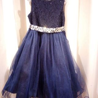 ネイビービジュー付きドレス!!7-8才　120cm　130cm　...