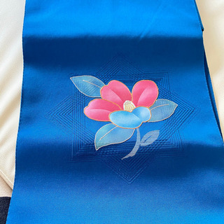【ほぼ新品】青色　着物　帯