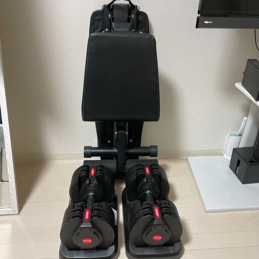 可変式ダンベル片手20kg×2個とベンチのセット