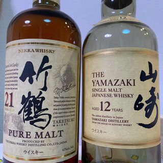 竹鶴21年 山崎12年の空瓶