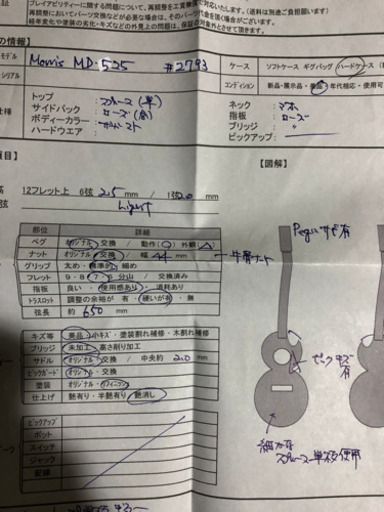 【値下げ！】Morris モーリス アコギMD-525日本製トップ単板