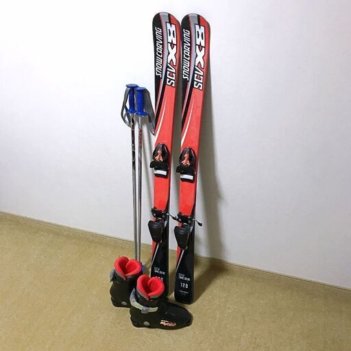 -高価買取- Reuse Store C's 【ジュニア カービングスキーセット】 carving ★板120/靴22★男の子 スキー授業 旅行におすすめスキー板 サロモン オガサカ HEAD