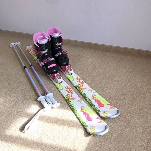 -高価買取- Reuse Store C's 【ジュニア カービングスキーセット】rossignol ロシニョール ★板120/靴22★女の子 スキー授業 旅行におすすめスキー板 サロモン オガサカ