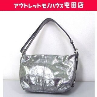 本物 コーチ 銀色キラキラ! シグネチャーパンチング F1710...