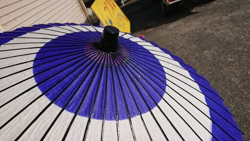 高級 蛇の目傘 紙製 助六 紫色 白ライン　助六