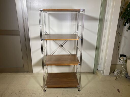 無印良品 MUJI シェルフ 飾り棚 フリーラック 棚 茶 ステンレス 中古品