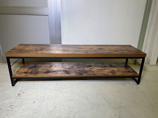 ローボード テレビボード リビングテーブル 茶×黒 インダストリアル系 中古品