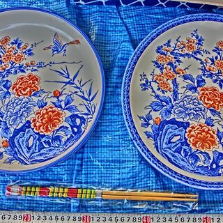 万古焼、◉大皿、◉大鉢★、２枚、箱入り、未使用保管品、★おせち、お正月に★👉プロフィ―ル必読です。の画像
