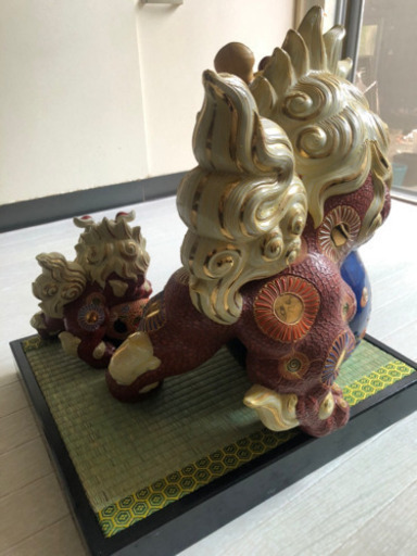 値下げしました※9/20まで※☆九谷　大吉窯 ☆ 玉乗り親子獅子