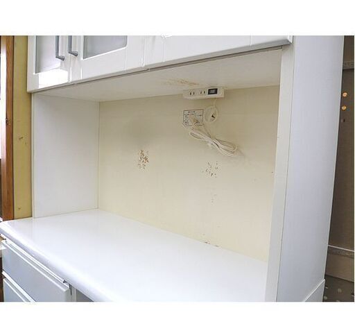札幌 レンジボード 幅100×奥行42×高さ200.5㎝ 白 ホワイト エナメル天板 食器棚 収納棚 キッチン 本郷通店