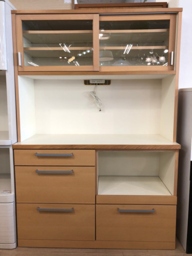 ＊２枚扉レンジボード　ホワイト × ブラウン