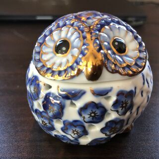 縁起の良いフクロウの陶器　お香用　ふくろう香炉　お部屋や玄関に　...