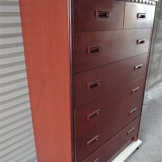 ◇箪笥　赤茶色◇引き出し計7杯　衣類収納 家具　たんす　昭和レトロ風　W91×D45×H133の画像