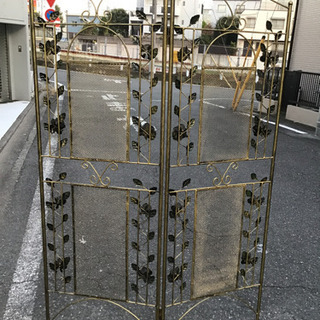 中古　薔薇衝立　2連　鉄細工の画像