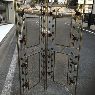 中古　薔薇衝立　2連　鉄細工の画像