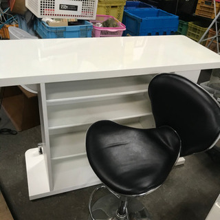 ★ニトリバーカウンター/白/イスおまけ/収納★埼玉熊谷★