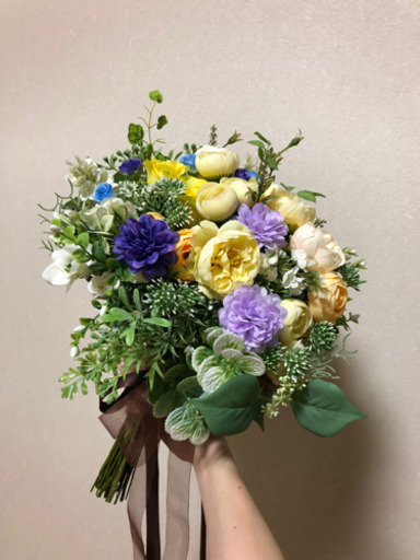 ウエディング　造花　黄色　ブーケ&ブートニア　1万円→5千円