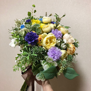 ウエディング　造花　黄色　ブーケ&ブートニア　1万円→5千円