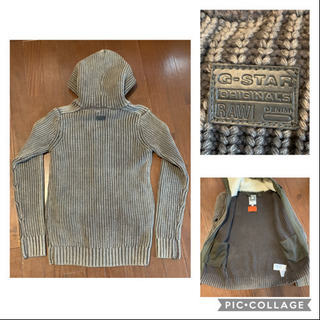 G-STAR RAW メンズ ニットパーカー L カーキの画像