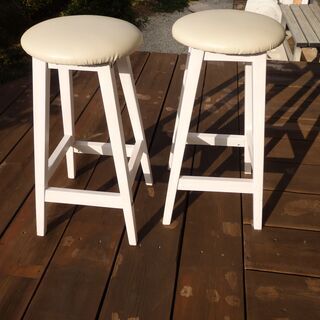 木製丸イス（2脚セット）の画像