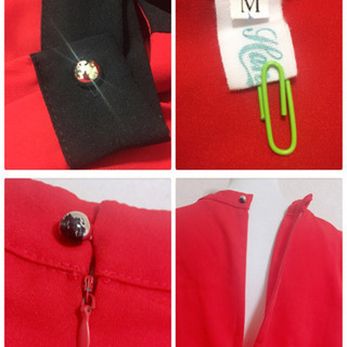 [ほぼ美品✧︎Hanxiner]ブラウス 真紅 昭和レトロ長袖バイカラー上品可愛いの画像