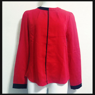[ほぼ美品✧︎Hanxiner]ブラウス 真紅 昭和レトロ長袖バ...